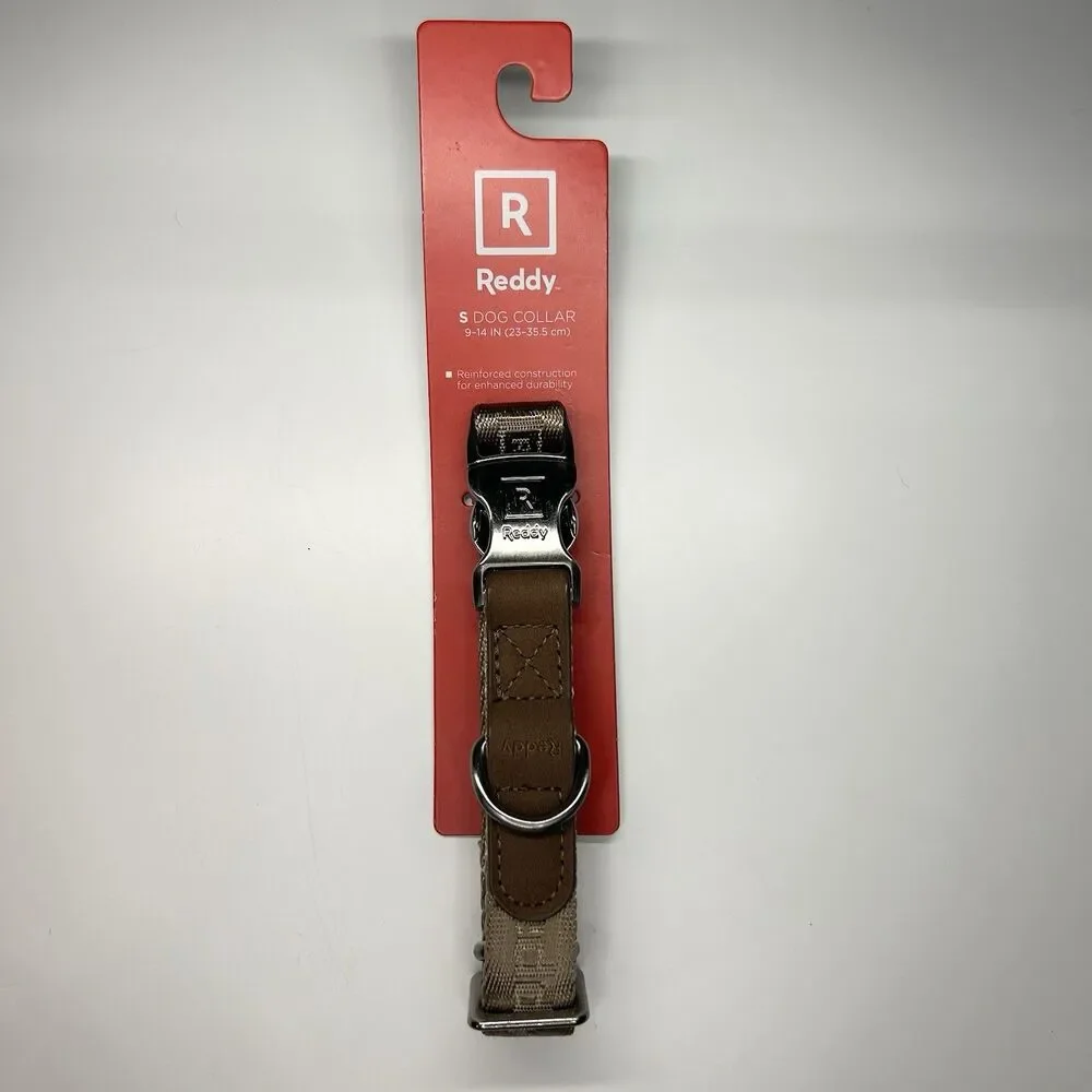 Reddy Tan Brown Jacquard Dog Collar Size Small S 9-14 Inches